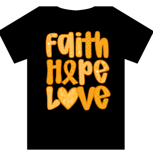 Childhood Cancer Awareness Faith, Hope, Love T-shirt